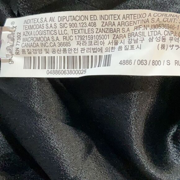 Zara Black Relaxed Strapless Pleated Flared Wide Leg Jumpsuit Size Small - Picture 6 of 9